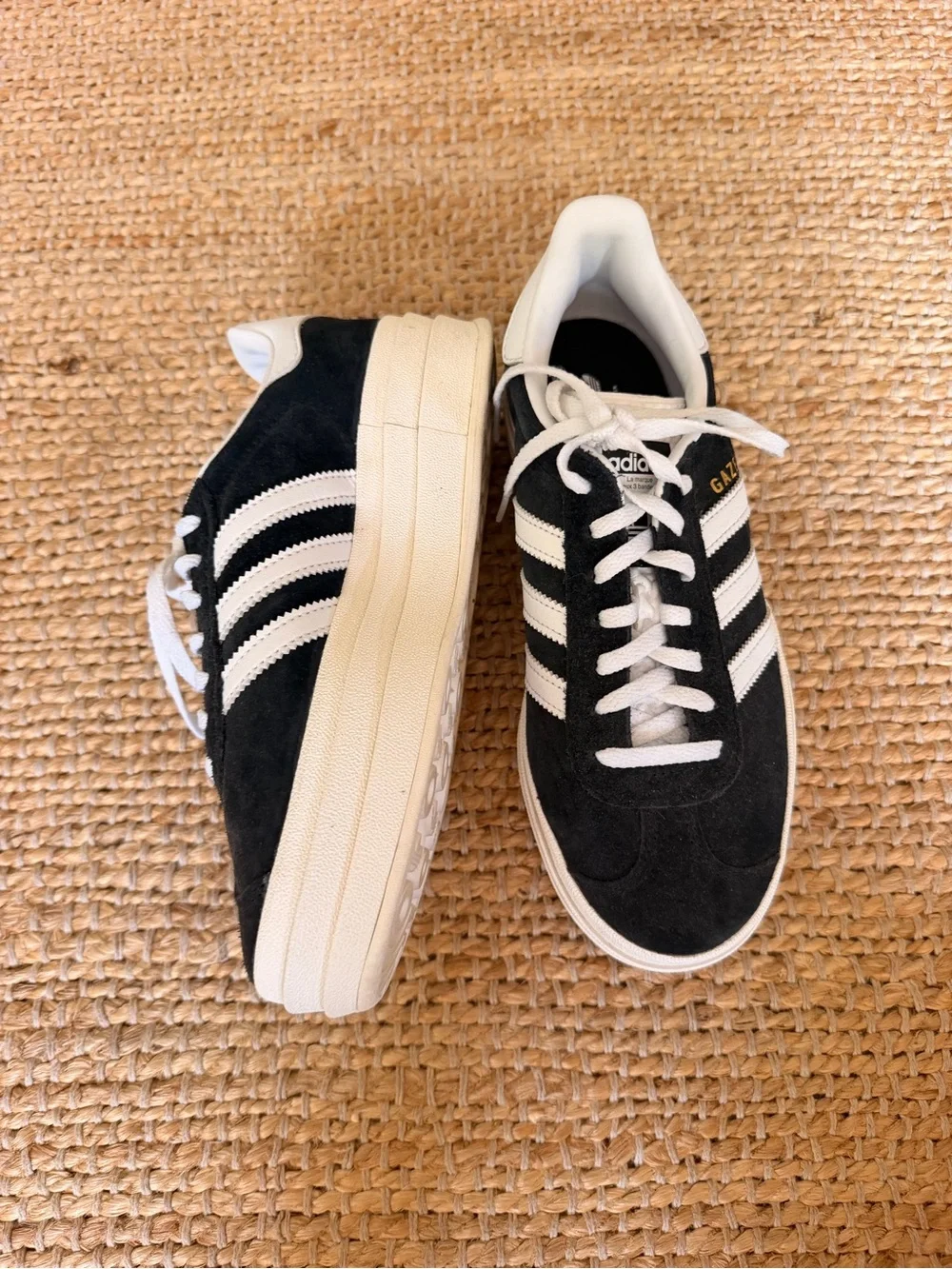 adidas Black & White Gazelle Platform Suede Sneakers